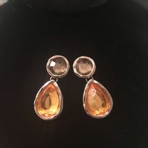 Gold & Dark Silver Stone Silver Tone Earrings NWOT
